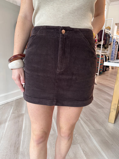 Chocolate Corduroy Skirt
