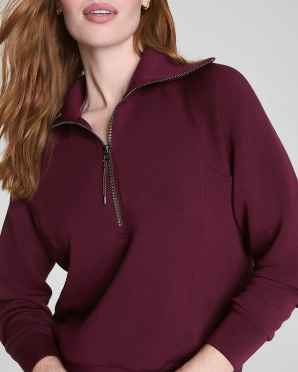 Spanx Plum Berry Half Zip