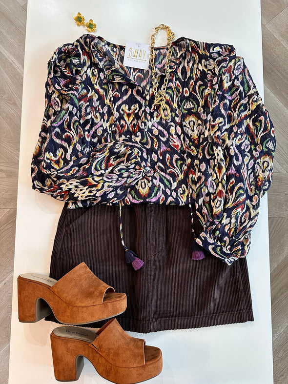 Chocolate Corduroy Skirt