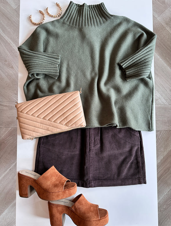 Chocolate Corduroy Skirt